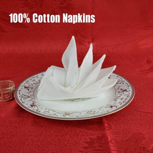 50pcs/lot 19" Square 100% Cotton White Folding Cloth Table Napkin For Hotel Restaurant Wedding Party Banquet Table Decoration