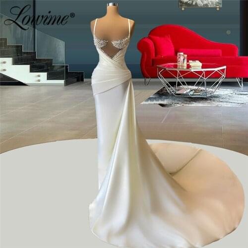Arabic 2 Designs Pearls Evening Dresses 2021 Dubai Design Mermaid Celebrity Party Dress Robe Dubai Soiree Plus Size Prom Gowns
