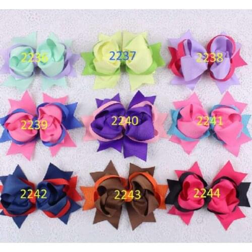 50pcs handmade Headwear 5" big ring grosgrain ribbon Bowknot hair bows clips boutique funky clips hair accessories HD3204