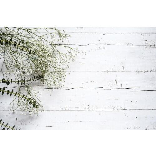 White Wooden Board Flowers Photography Backdrop Vinyl Cloth Background for Baby Children Portrait Toy Pets Photocall Fond Photo