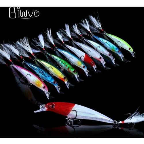 BIWVO 9CM Minnow Hard Lure Pike Wobbler Swimbait Fish Tackle Artificial Bait Accessories Goods For Sea Fishing
