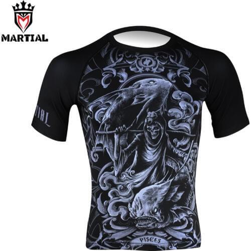 Martial : Pisces sublimated sports t shirt gym men qucik dry shirts mma clothing breathable plus size jersey