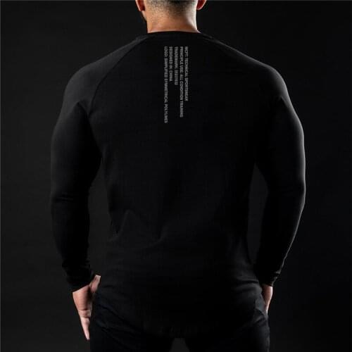 Brand Running Shirt Gym Clothing Autumn Sports Long Sleeve Cotton T-shirt Men Fitness Workout Slim T Shirt Male Solid Tees Tops