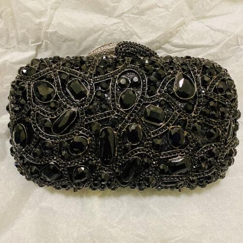 Black/Gold 5 Colors Large Rhinestone Evening Clutches Women Wedding Party Purse New Fashion Ladies Dinner Banquet Diamond Clutch