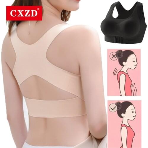 CXZD Bras For Women Posture Corrector Seamless Push Up Shockproof Sports Support Fitness Vest Underwear Corset Back Bra