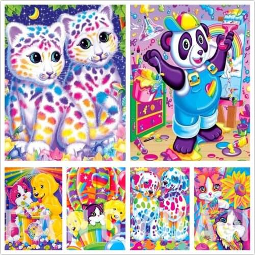 Diy 5D Cartoon Animal Diamond Painting Cat and Dog Diamond Mosaic Rhinestone Embroidery Wall Art Picture for Kid Room Decoration