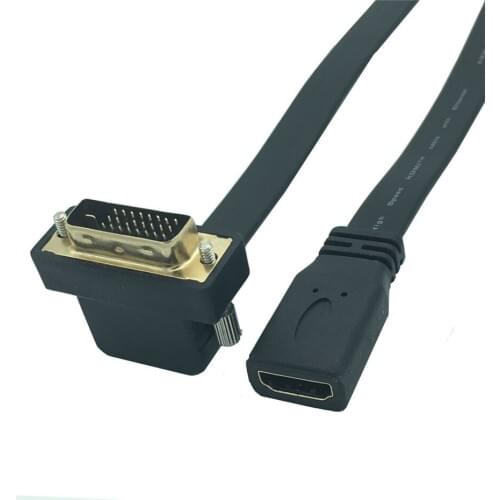 DVI-D 24+1 Male 90 Degree Right Angle to HDMI-compatible Female Cable 0.3m
