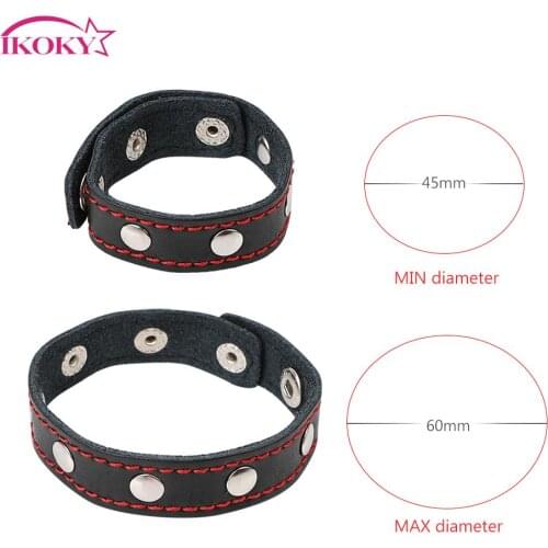 IKOKY Cock Rings Time Delay Ejaculation Sex Toys For Men Erotic Leather Belt Fasten Sex Products Adjustable Penis Rings