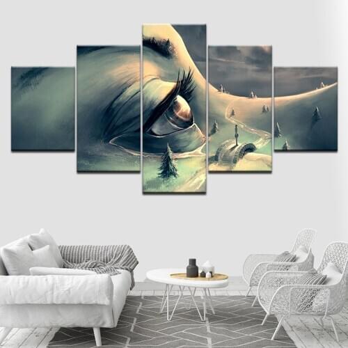 Canvas Painting Wall Art Pictures 5 Pieces The beauty eyes in love world Modular Wallpapers Print for living room Home Decor