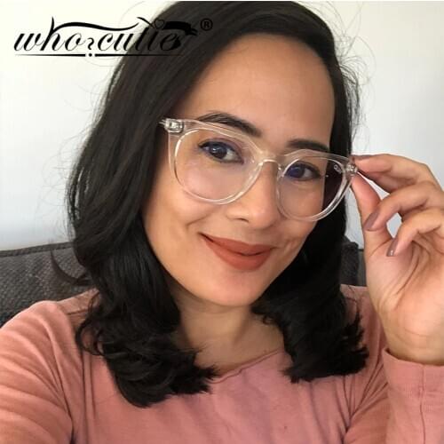 Blue Light Blocking Round Computer Glasses Women Vintage Eyeglasses 2020 Brand Design Circle Lens Clear Geometric Frame S389
