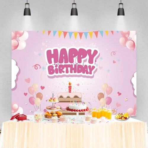 Laeacco Child Birthday Party Photography Backdrops Cartoon Cake Balloons Baby Shower Portrait Photocall Background Photo Studio