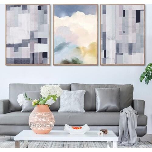 Minimalist Posters and Prints Modern Wall Art Decor Cloudscapes Canvas Painting Abstract Beautiful Mosaic Pictures