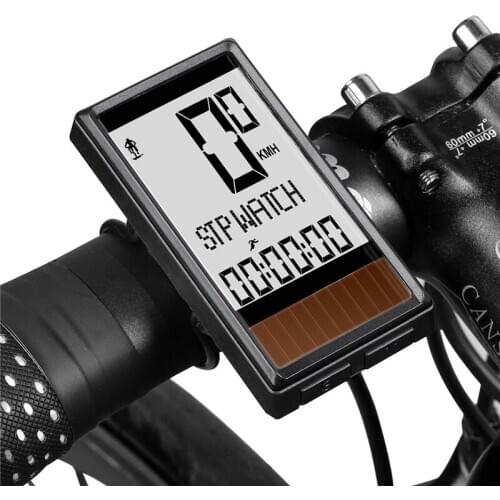 Multi-Language Large Screen MTB Bike Computer Solar Energy LED Wireless Cycling Stopwatch Bicycle Speedometer Digital Odometer
