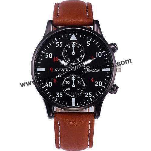 Wholesale Fashion Gescar 8379 One Dot Rhinestone Leather Watch Men Sport Quartz Watches Ladies Women Men Dress Wristwatch