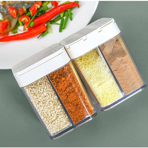 4 Grid Seasoning Box Plastic Transparent Pepper Spice Shaker Salt Seasoning Jar Condiment Bottle Kitchen Storage Gadgets