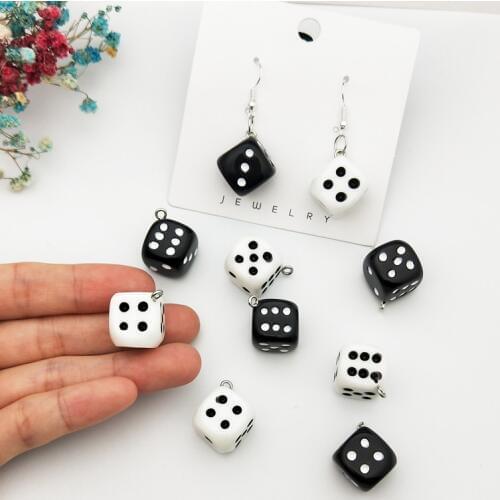 10pcs/pack 15mm Dice Resin Charms 3D Dice Pendants DIY Craft Fit for Bracelet Earring Key Chains Jewelry DIY Finding Handmade