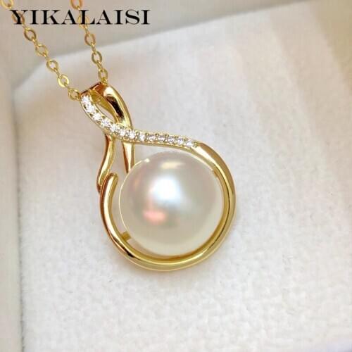 YIKALAISI 11-12mm Oblate Natural Freshwater Pearl Pendants Jewelry For Women 925 Sterling Silver Necklaces New Arrivals