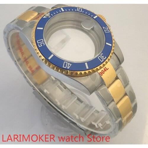 Transparent back 40mm sapphire glass case with 904L stainless steel bracelet with ETA NH36 MH35 cases blue bezel