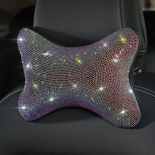 Luxury Diamond Car Headrest Pillow Rhinestone Neck Pillow Seat Back Support Plush Cushion Lady Girl gift Car Accessories