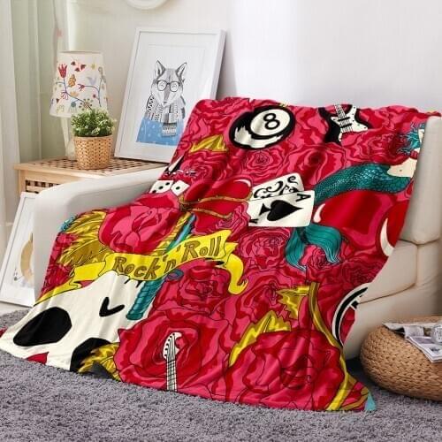 Sugar Skull Plush Throw Blanket 3D Print Skull Flower Flannel Blanket for Bedroom Teens Sofa Nap Blanket Girls Gift Blanket