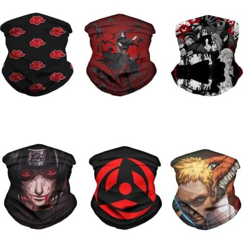 Anime Red Cloud Ninja Neck Scarf Outdoor Bandanas Uchiha Sasuke Cosplay Headwear Washable Hiking Neck Scarves