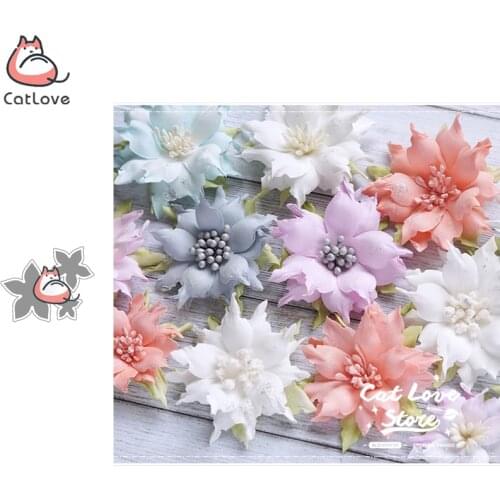 3PCS Poinsettia Flower Metal Cutting Dies Scrapbooking Stencil Die Cuts Card Making Decorative Craft Embossing New Dies For 2019