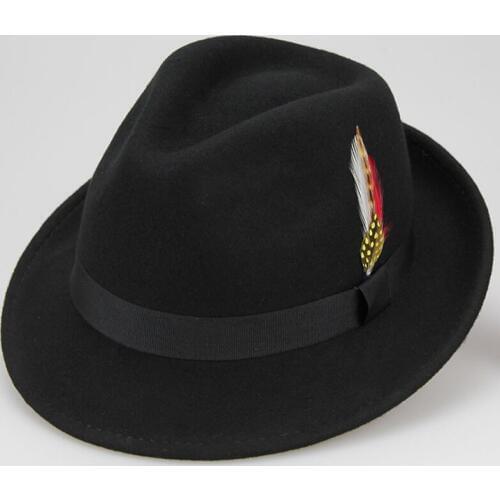 Sunlynn 2017 winter fashion Gangster 100% Wool Stain-Resistant Crushable Dress Fedora mens bowler hat Box package