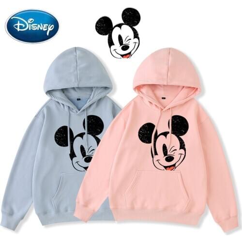 Disney Sweatshirt Fashion Mickey Mouse Cartoon Print Casual Harajuku Unisex Women Hooded Pullover Pocket Long Sleeve Top 8 Color
