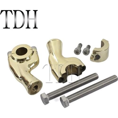 Street Bike Solid Smooth Brass Motorcycles Handlebar Riser For Harley Chopper Cafe Racer 22mm 25mm 7/8" Bar Mount Clamp