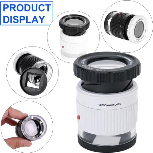 LED Scale Loupe 30X Adjustable Magnifier Metal Cylinder Type Mirror with Scale Reading Mirror Jewelry Magnifier