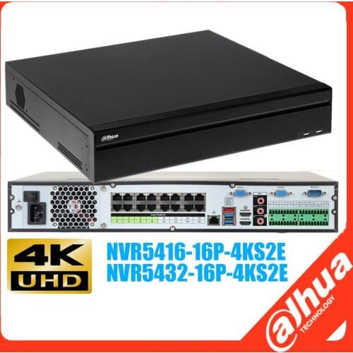 Dahua mutil language ai face NVR NVR5432-16P-4KS2E DH-NVR5416-16P-4KS2E 16POE ports 4K H.265 NVR Network Video Recorder