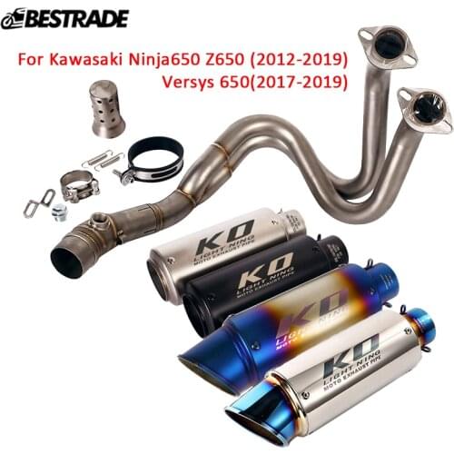 Exhaust System for Kawasaki Z650 Ninja 650 Versys 650 Motorcycle Exhaust Pipe Slip On 51mm Mufflers Escapes Stainless Steel
