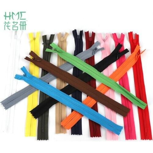 High Quality 3# 10pcs/bag 35/40/50/55/60cm Long Colorful Invisible Zippers DIY Nylon Coil Zippers For Sewing Clothes Accessory