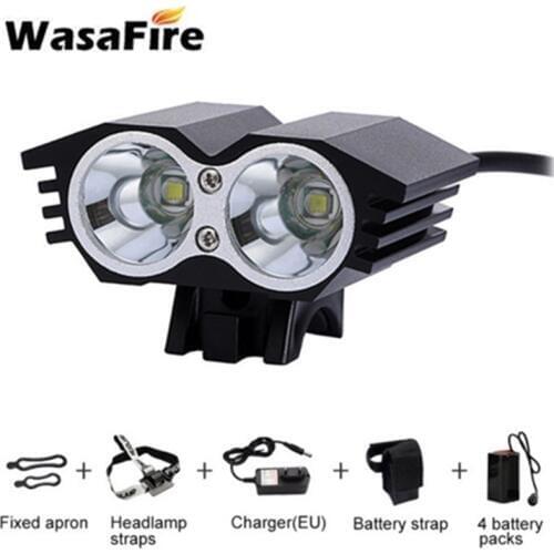 WassFire 3000 Lumens 2xT6 LED Bike Front Light Lamp Waterproof Bicycle Headlight 4 Modes Safety Night Cycling Flashlight