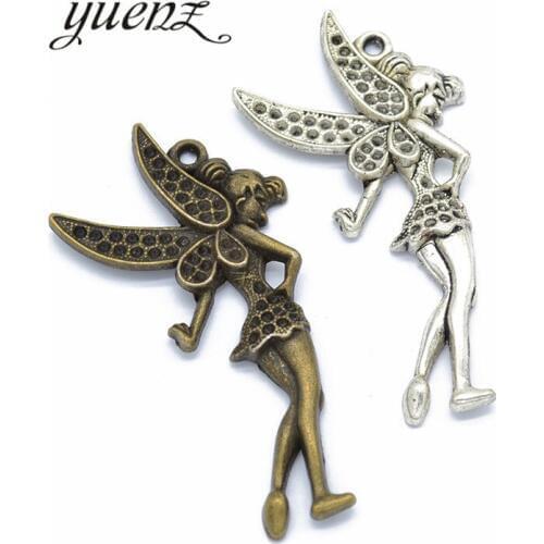 YuenZ 2 pcs Zinc Alloy Elf Charms Jewelry Making Metal Charm Pendant necklace Jewelry Findings 75*40mm I235