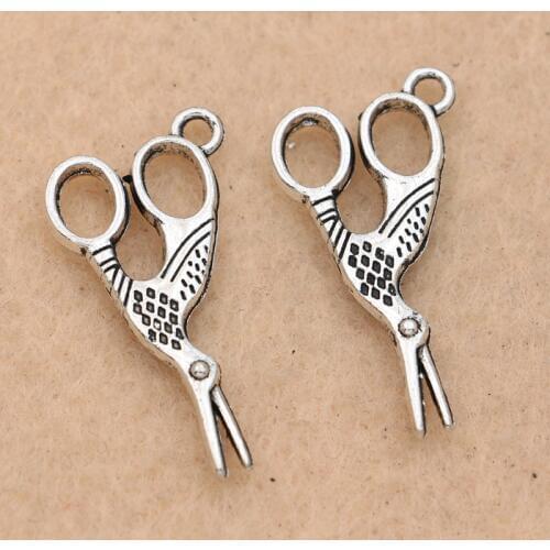 10pcs Antique Silver Plated Bird Scissors Charm Pendant fit Bracelet Necklace Jewelry DIY Making Accessories 27x13mm