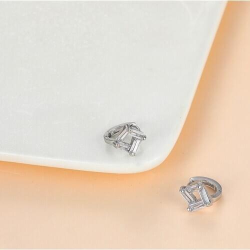 2020 New On The Ears Buckle Silver 925 Sterling Geometric Square Earrings Women Simple Fashion Hypoallergenic Fine Gift