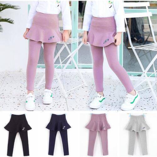 2019 Girls Pants Skinny Kids Leggings Children Clothing Autumn Cotton Leggings Baby Girl Skirt-pants High Quality 2-8Y