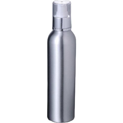 250ml Aluminium bottle with silver press pump lotion emulsion serum facial toner foundation skin care cosmetic packing