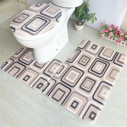 3d Flannel Floor Mat Bathroom Toilet Water Absorbent Slip Mat Toilet Cushion 3 Pcs/set Mat Bathroom Toilet Soft Carpet Set j