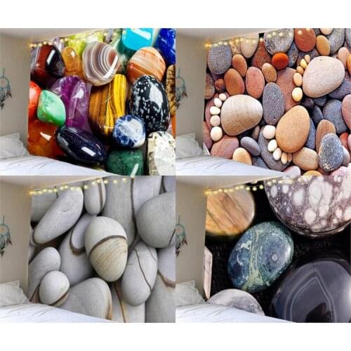 3D Cobblestone Stone Tapestry Wall Hanging Stone Pattern Blanket Home Background Mural Decor Living Room Carpets Beach Yoga Mat