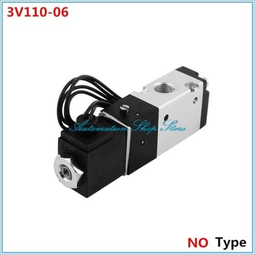 3V110-06 DC12V DC24V AC110V AC220V 3 Port 2 Position 1/8" BSP Thread Pneumatic Solenoid Air Valve NO Type