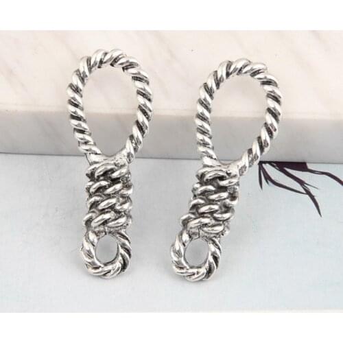 5pcs Silver Color Tool Rope Charms Connector Pendant For DIY Handmade Jewelry Making Accessorie 38x13.5mm