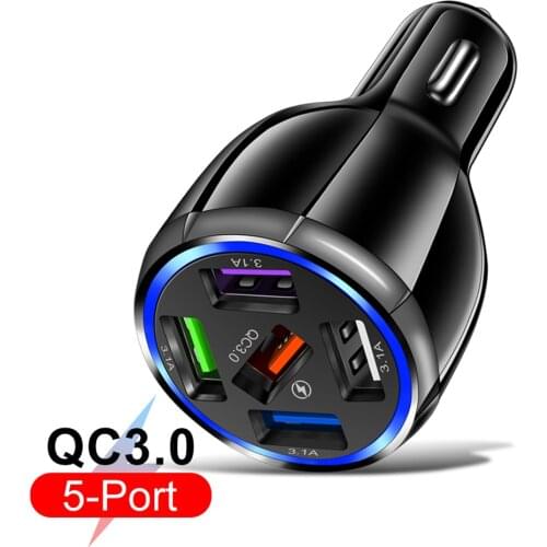 5USB QC3.0 Car Charger 3.1A Multi Ports Mobile Phone Fast Quick Charging USB Ports Mini Fast Charger With 5 Ports Auto Accessory