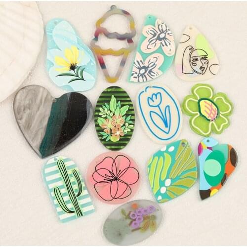 HAOSAW 6Pcs Choose/Jewelry Accessories/Earrings Pendant/Hand Made/DIY Charms/Jewelry Findings & Components/Painting Effect