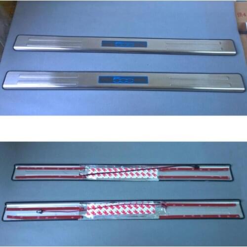 Car styling CHROME LED Blue LIGHT Illuminated DOOR SILL threshold of Scuff PLATE for Fiat 500 2010-2016