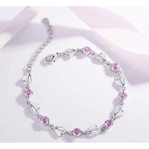 Charm Bracelets for Women Mori Art Blue Crystal Heart Bracelet Womens Zircon Heart Bracelet Simple Jewelry Gifts