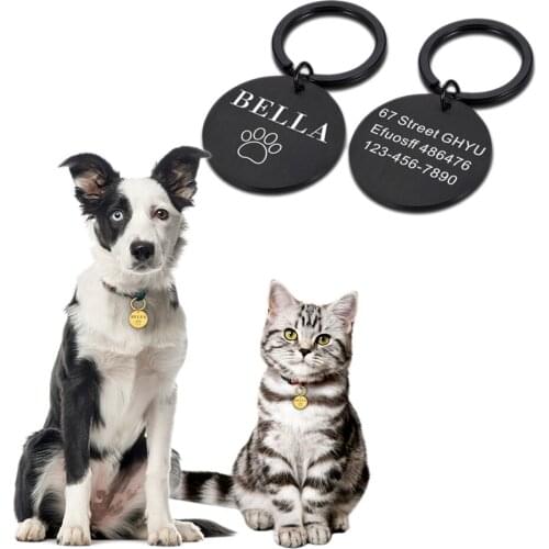 Personalized Pet Dog ID Tag Keychain Engraved Pet ID Name for Cat Puppy Dog Collar Tag Pendant Keyring Name Pets Accessories