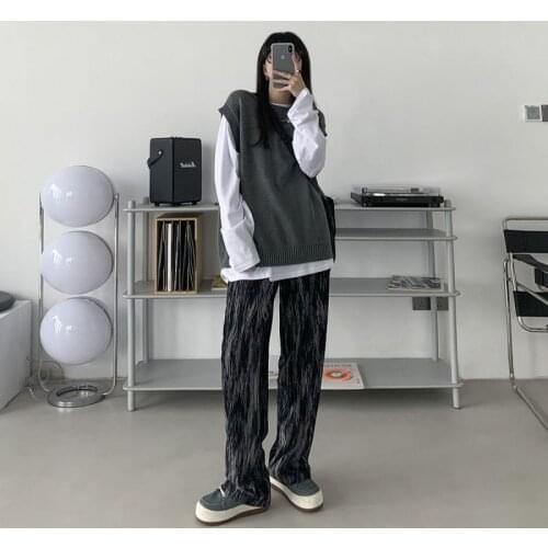 Fashion Casual Tie Dye Straight Wide Leg Pants Trousers Pants Women High Waist Pants Pants Women New Fashion Streetwear
