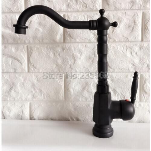 Black Oil Rubbed Brass Kitchen & Bathroom Faucet Deck Mounted Single Handle Cold and Hot Water Taps Basin / Sink Faucets lnf354